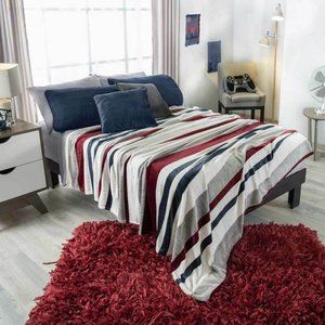 Multicolor Striped Microfiber Throw Blanket